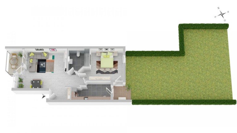 3D Grundriss Ludwigstr. D�sseldorf Wohnung Soeben vermietet: Sanierte 2 Zimmerwohnung mit Gartenoase und Stellplatz